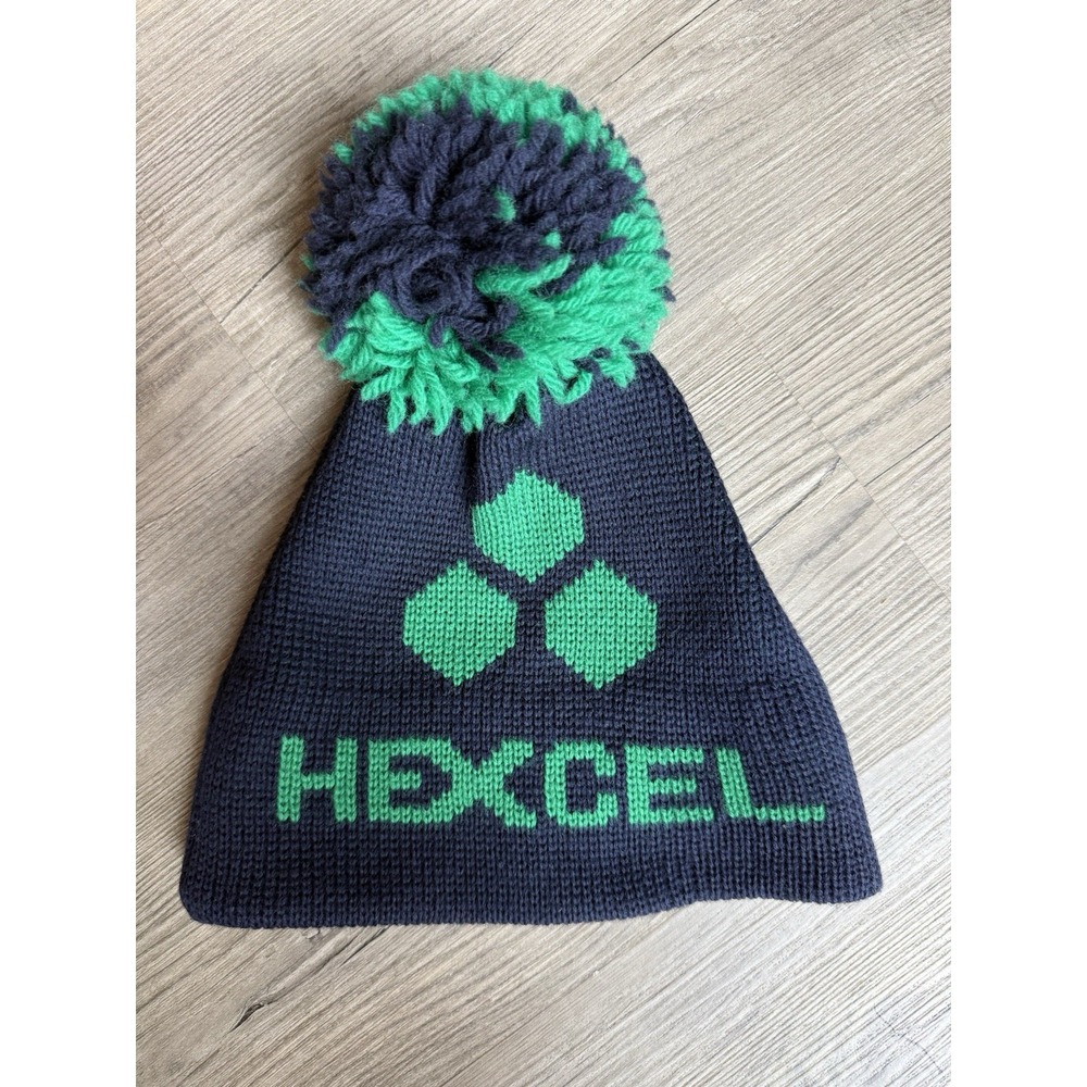 Rare Vintage Hexcel Ski Hat Smiley USA 100% Wool Pom Pom Beanie